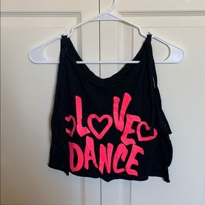 Black glitter dance crop top